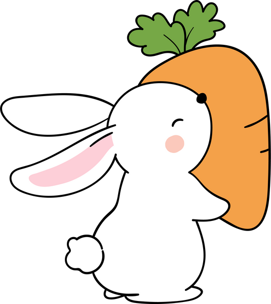 Bunny with carrot cartoon Easter concept