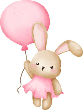 Bunny with pink balloon